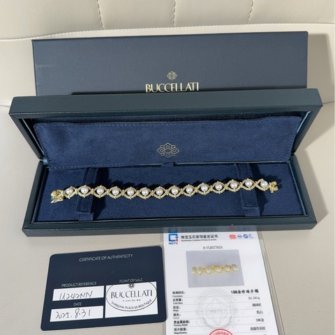 Buccellati布契拉提 Rete系列 黃金珍珠手鍊