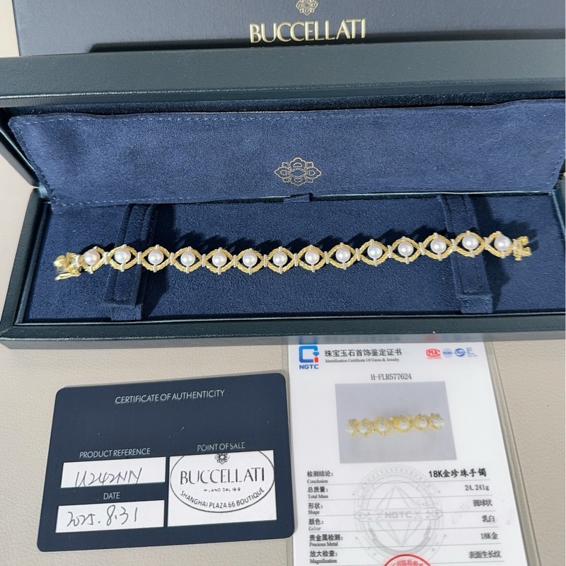 Buccellati布契拉提 Rete系列 黃金珍珠手鍊-2