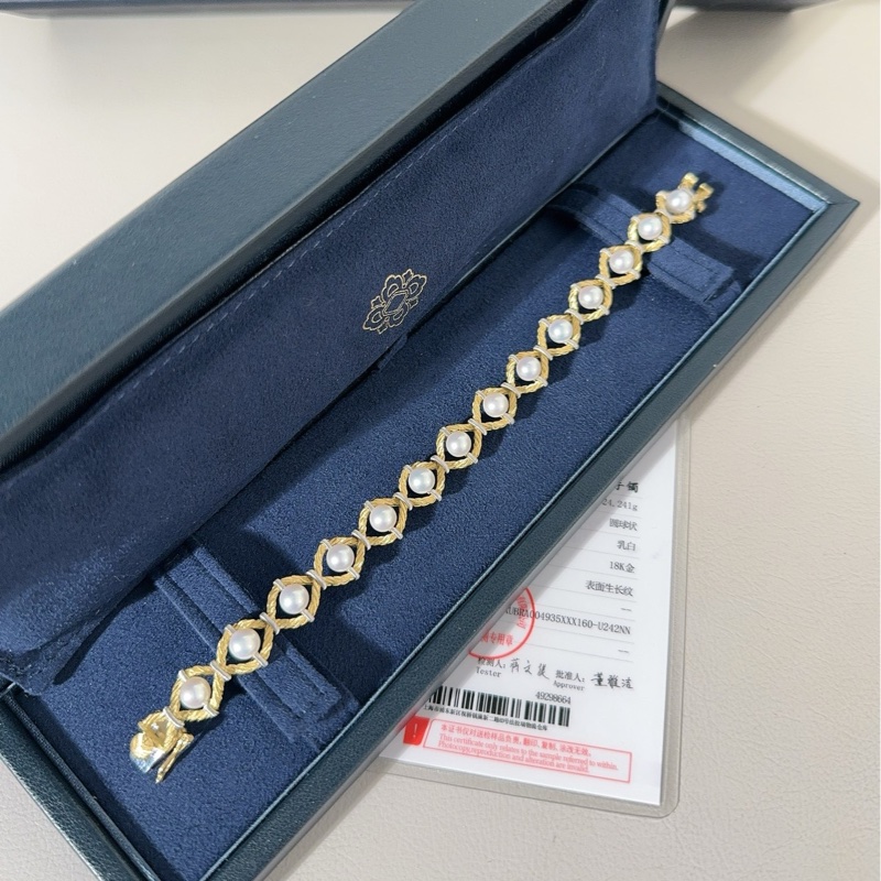Buccellati布契拉提 Rete系列 黃金珍珠手鍊-3