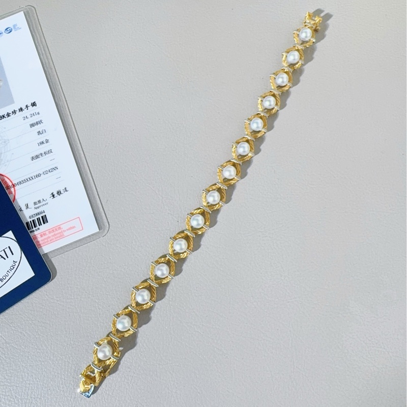 Buccellati布契拉提 Rete系列 黃金珍珠手鍊-8