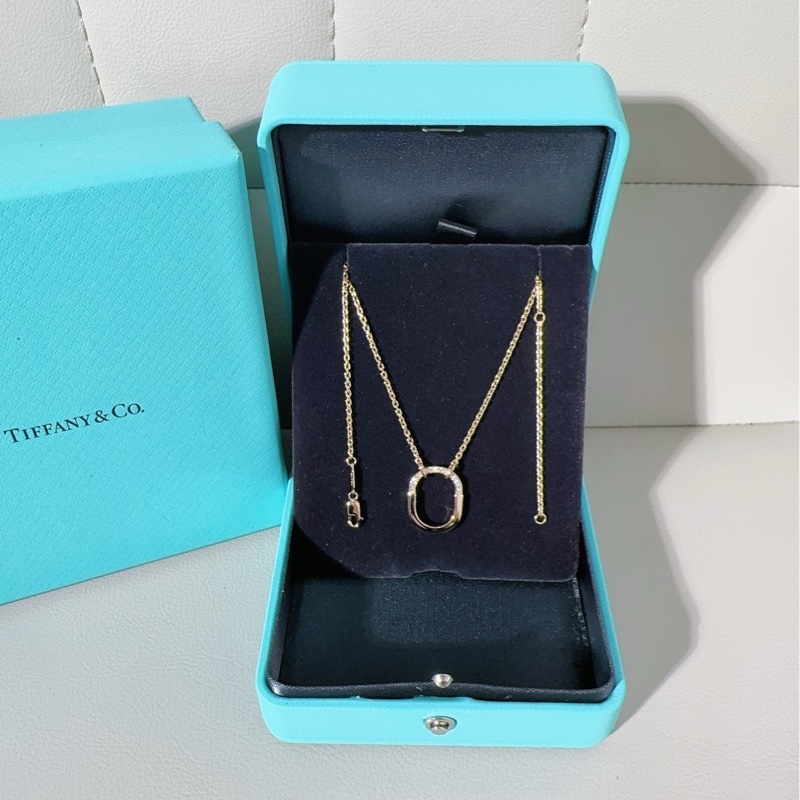 Tiffany蒂芙尼 lock系列 18K玫瑰金半鑽雙U形鎖項鍊-1