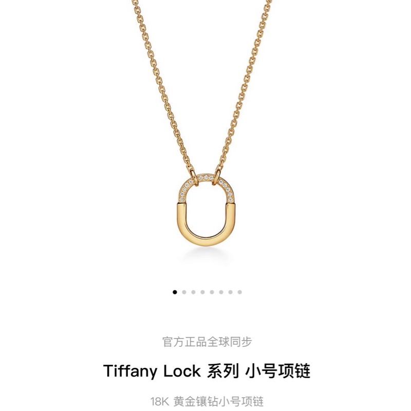 Tiffany蒂芙尼 lock系列 18K玫瑰金半鑽雙U形鎖項鍊-7