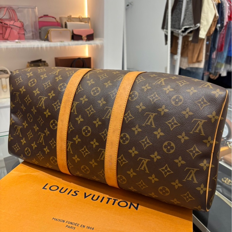 LV 經典老花PVC塗層帆布 Keepall 45 行李袋-3
