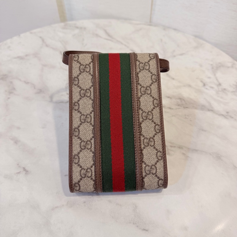 Gucci pvc 咖牛皮金釦ophidia 斜背包-8