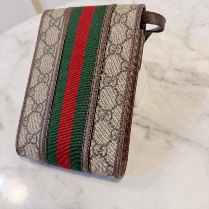 Gucci pvc 咖牛皮金釦ophidia 斜背包-9