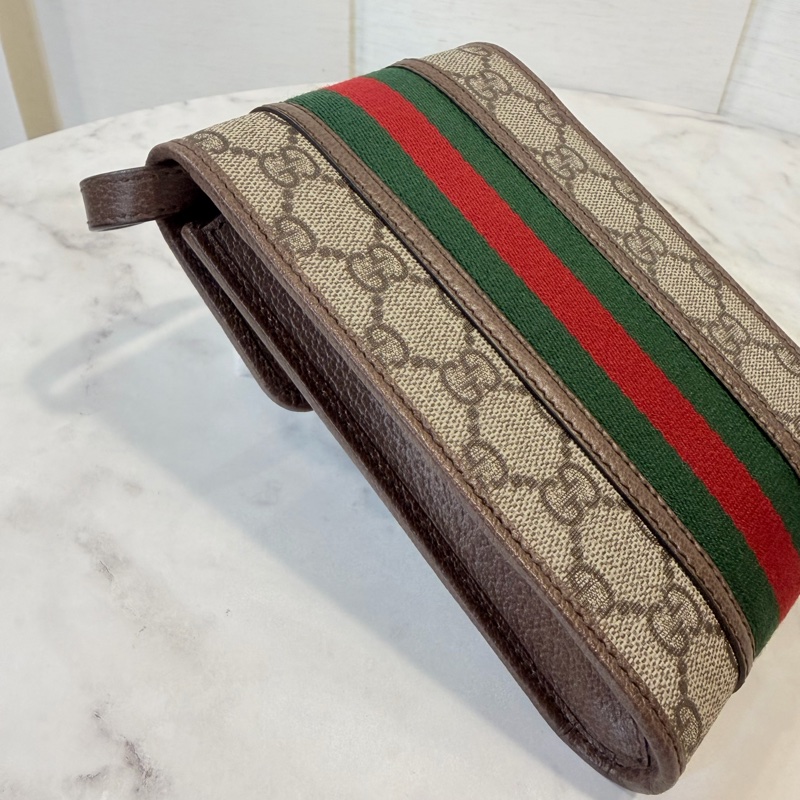 Gucci pvc 咖牛皮金釦ophidia 斜背包-11