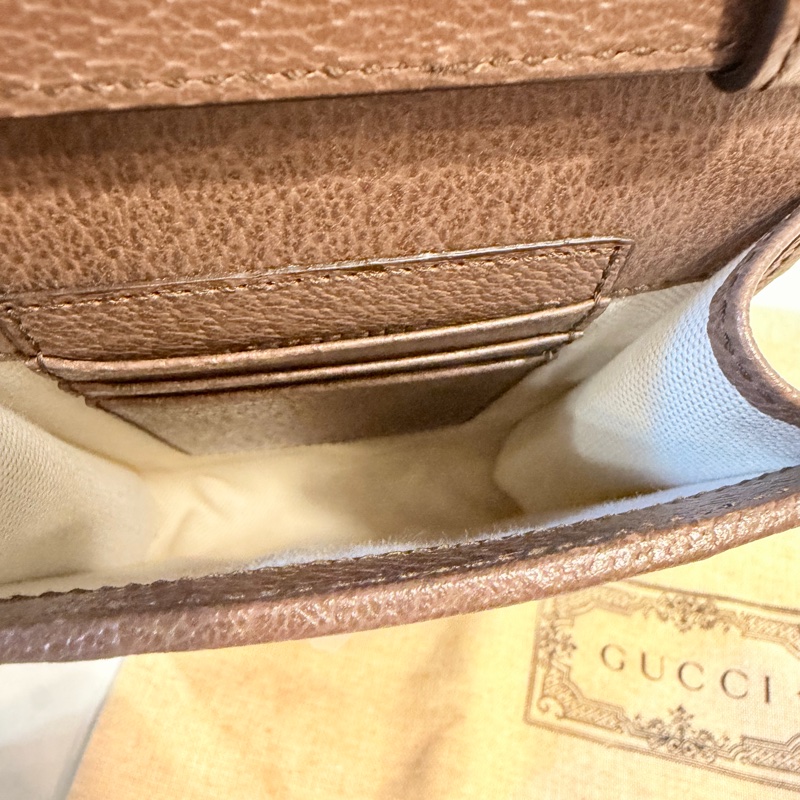Gucci pvc 咖牛皮金釦ophidia 斜背包-16