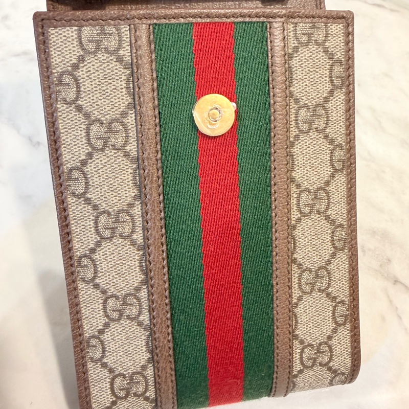 Gucci pvc 咖牛皮金釦ophidia 斜背包-20