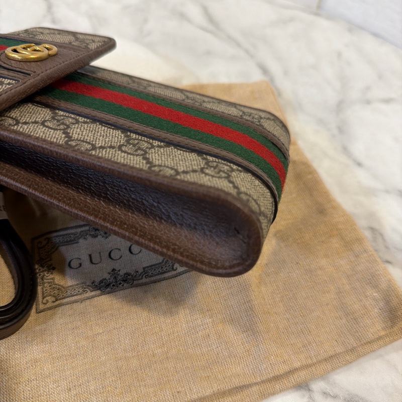 Gucci pvc 咖牛皮金釦ophidia 斜背包-21