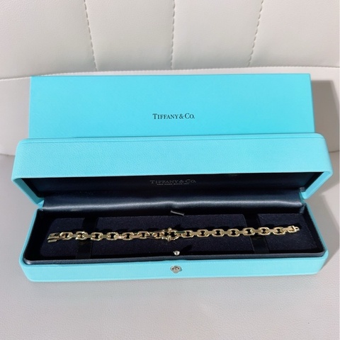 Tiffany蒂芙尼 新款 18k黃金 Makers窄式1837鏈結式手鍊