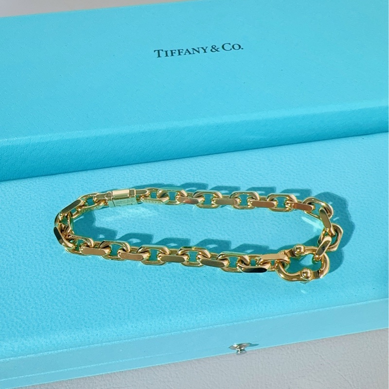 Tiffany蒂芙尼 新款 18k黃金 Makers窄式1837鏈結式手鍊-2