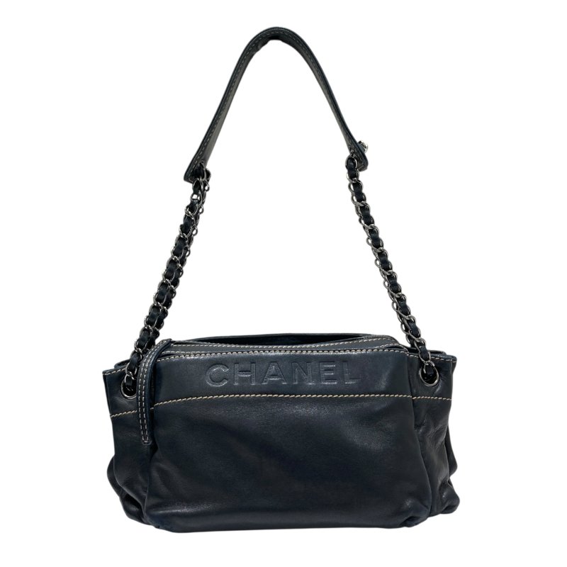 CHANEL 香奈兒 A24781 LAX ACCORDION BAG 肩背包 小羊皮 黑色 銀釦-0
