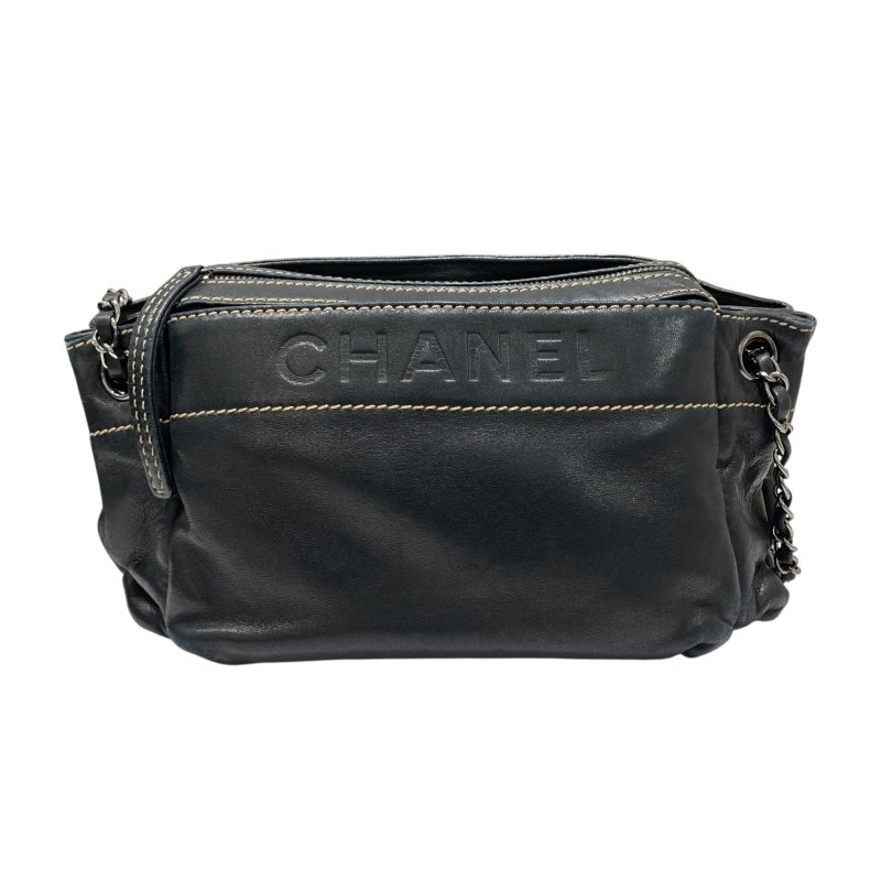 CHANEL 香奈兒 A24781 LAX ACCORDION BAG 肩背包 小羊皮 黑色 銀釦-1