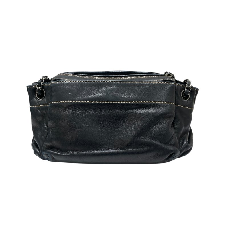 CHANEL 香奈兒 A24781 LAX ACCORDION BAG 肩背包 小羊皮 黑色 銀釦-2