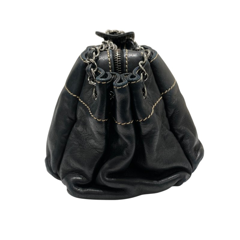 CHANEL 香奈兒 A24781 LAX ACCORDION BAG 肩背包 小羊皮 黑色 銀釦-3