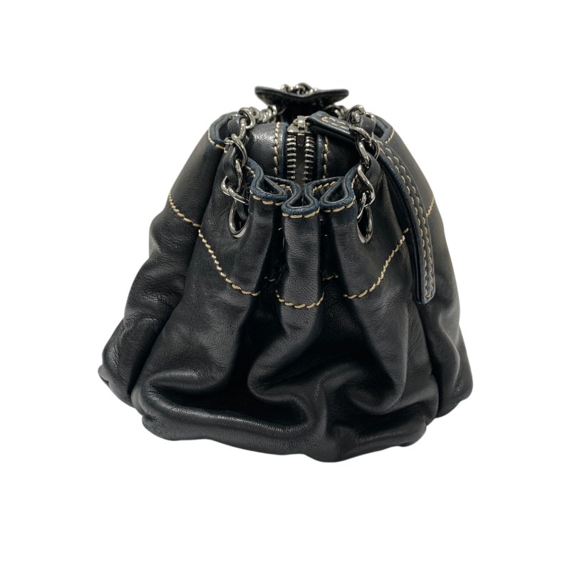 CHANEL 香奈兒 A24781 LAX ACCORDION BAG 肩背包 小羊皮 黑色 銀釦-4