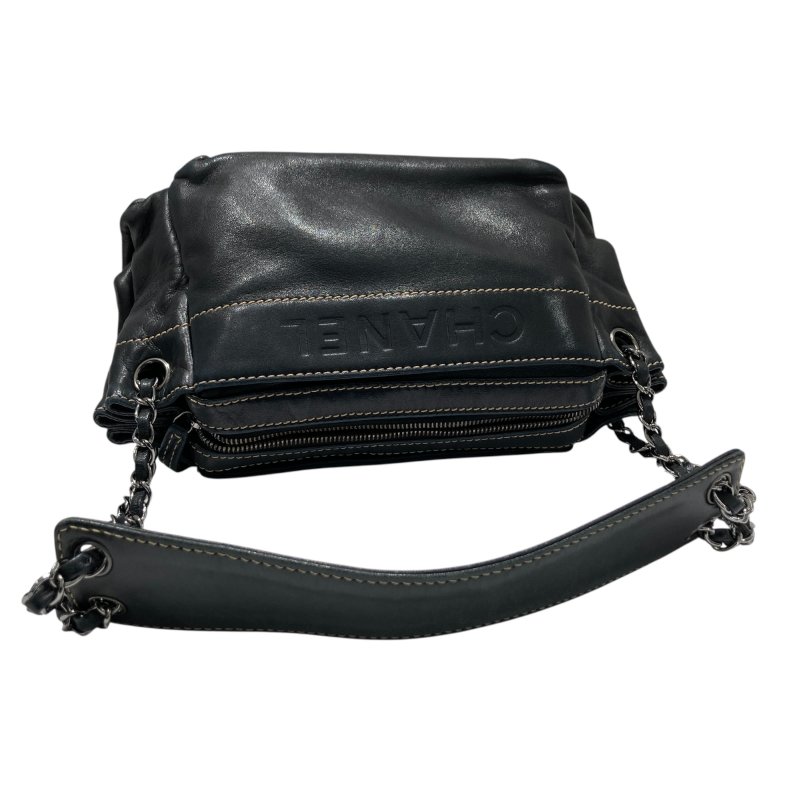 CHANEL 香奈兒 A24781 LAX ACCORDION BAG 肩背包 小羊皮 黑色 銀釦-6
