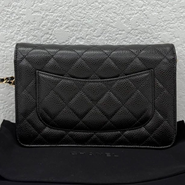 99.9新 Chanel 香奈兒woc 黑金 牛皮-2