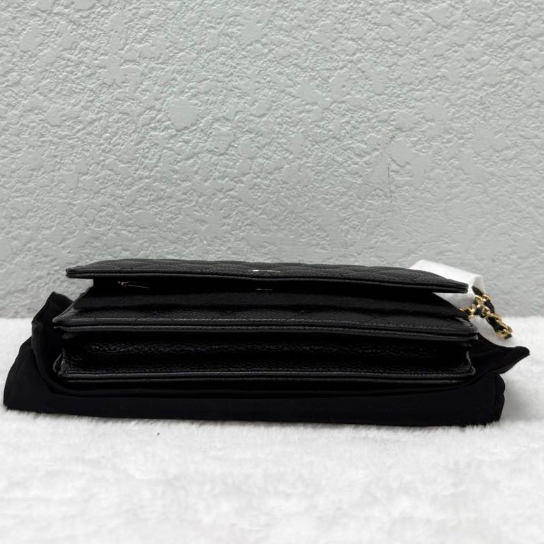 99.9新 Chanel 香奈兒woc 黑金 牛皮-3