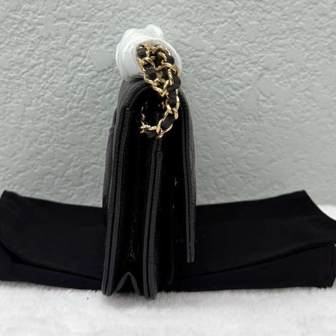 99.9新 Chanel 香奈兒woc 黑金 牛皮-4
