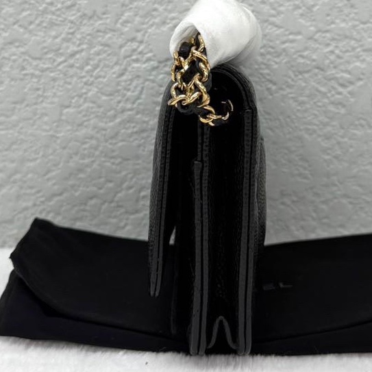 99.9新 Chanel 香奈兒woc 黑金 牛皮-5