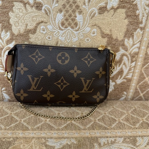 LV 原花金釦一字拉mini麻將包M58009