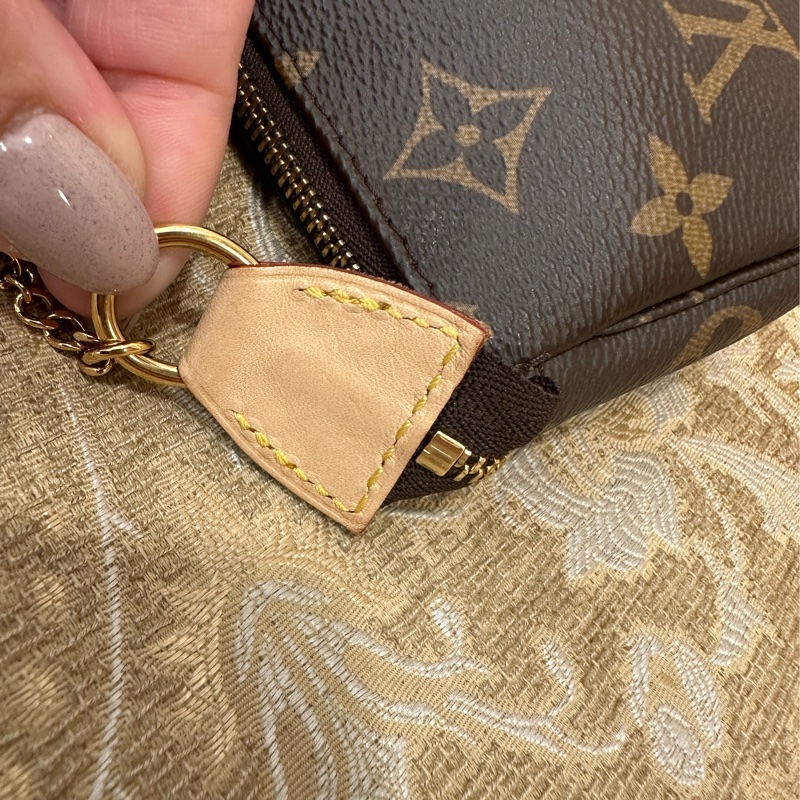 LV 原花金釦一字拉mini麻將包M58009-7