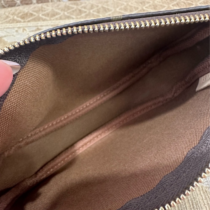 LV 原花金釦一字拉mini麻將包M58009-8