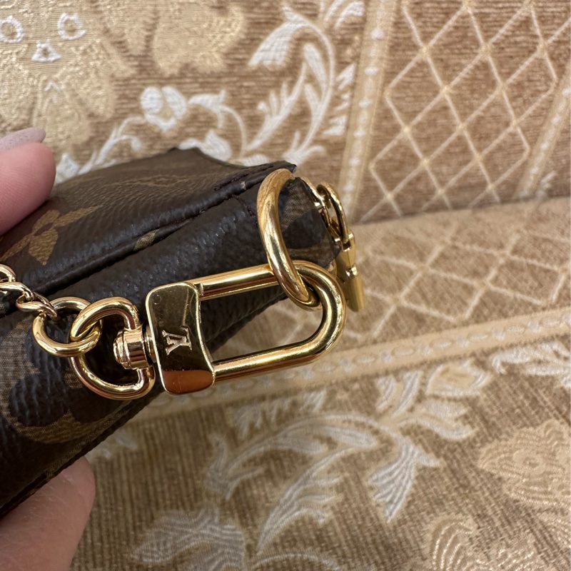 LV 原花金釦一字拉mini麻將包M58009-10