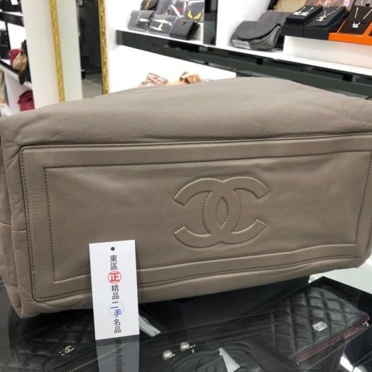東區正精品㊣ CHANEL COCO COCOON 香奈兒全皮大象灰+酒紅色空氣包 RZ0102-6