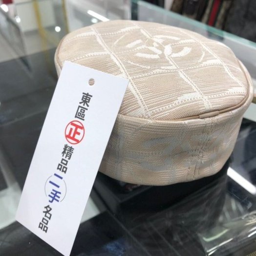 東區正精品㊣ CHANEL Travel line 香奈兒 奶茶色 緹花布 圓形零錢包 萬用包 RZ0132-7