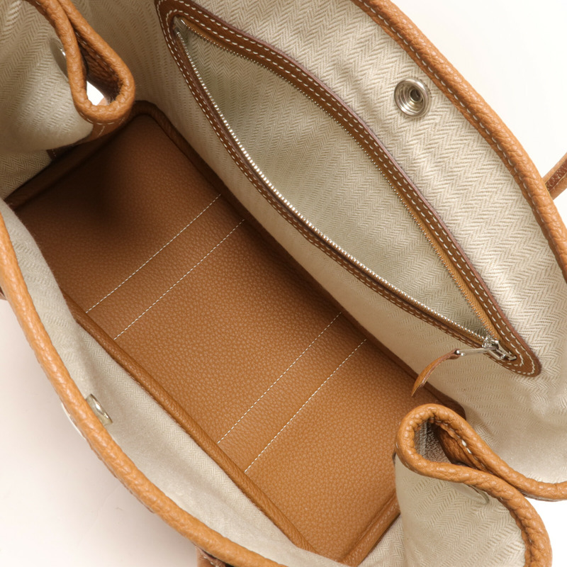 HERMES Country皮革Garden Party TPM手挽袋Gold-4