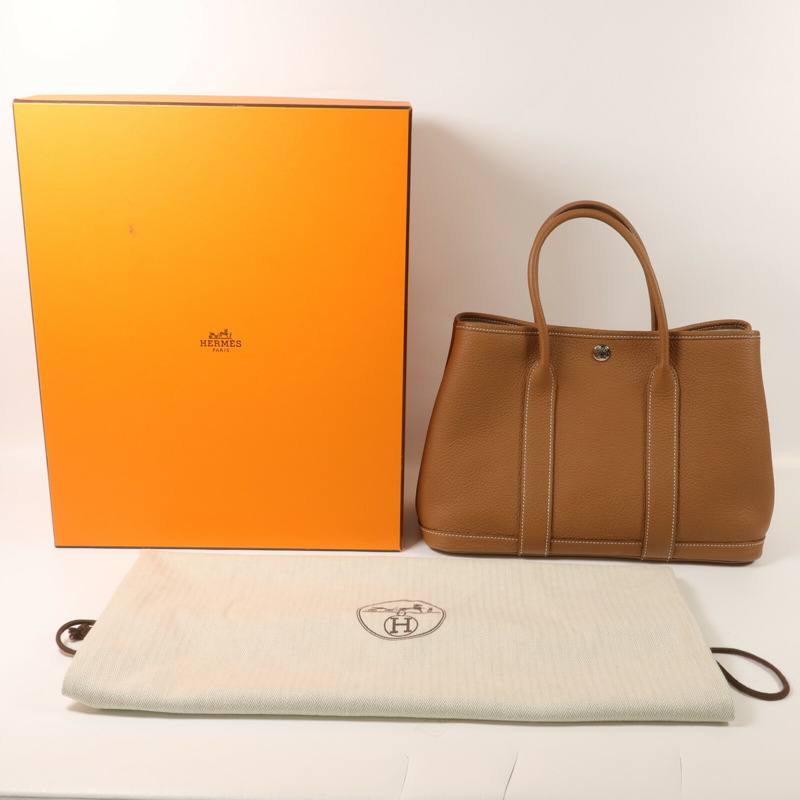 HERMES Country皮革Garden Party TPM手挽袋Gold-8