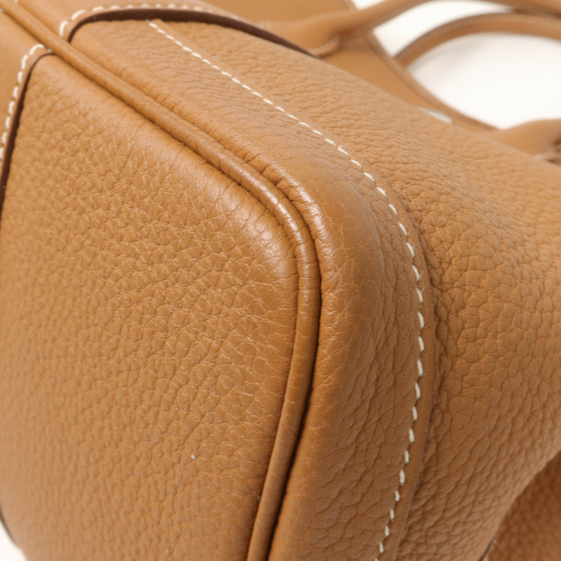 HERMES Country皮革Garden Party TPM手挽袋Gold-11