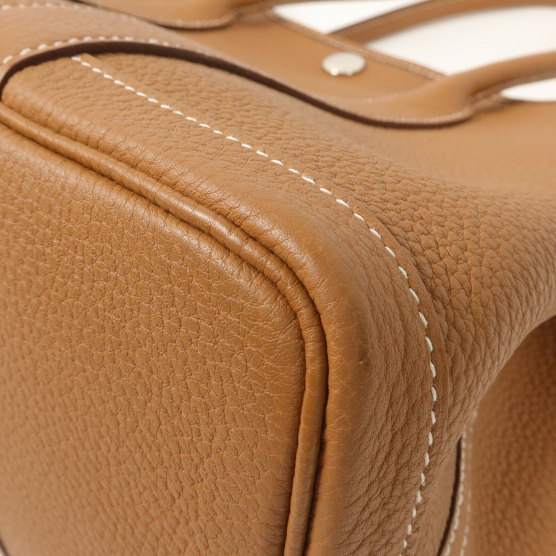 HERMES Country皮革Garden Party TPM手挽袋Gold-13