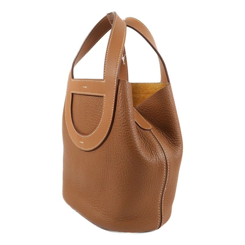HERMES Clemence皮革In The Loop 18手挽袋Gold-2