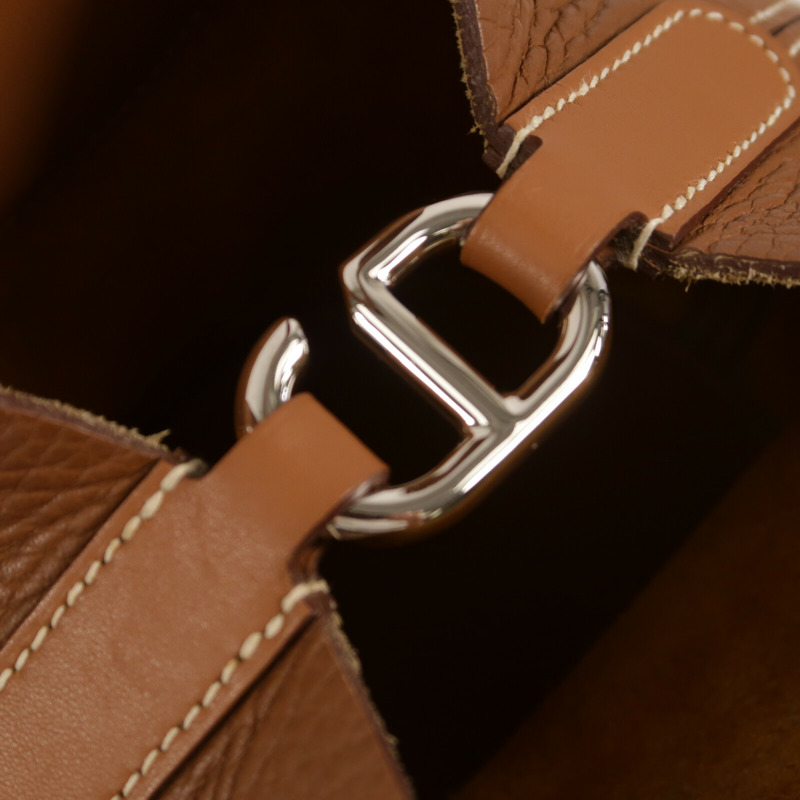 HERMES Clemence皮革In The Loop 18手挽袋Gold-9
