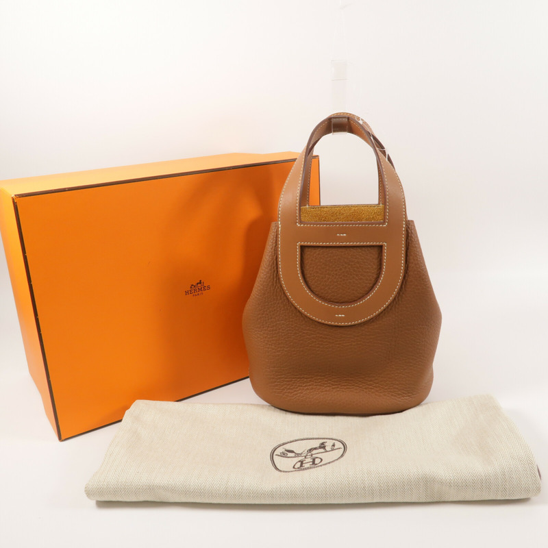 HERMES Clemence皮革In The Loop 18手挽袋Gold-15