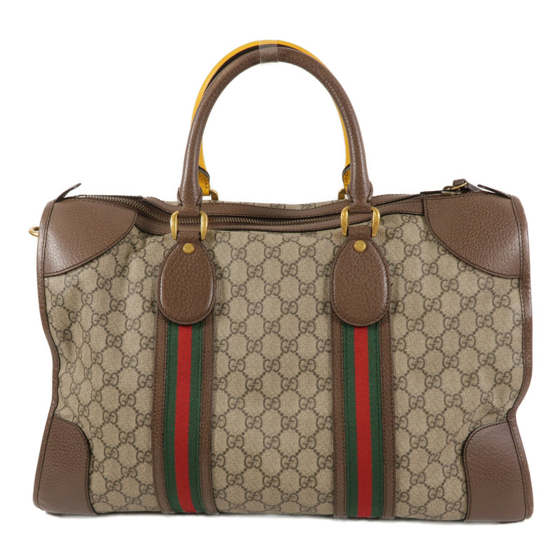 GUCCI 塗層帆布GG Supreme Duffle Bag手挽肩背兩用袋-1