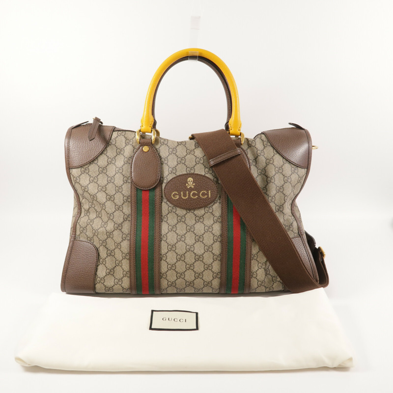 GUCCI 塗層帆布GG Supreme Duffle Bag手挽肩背兩用袋-17