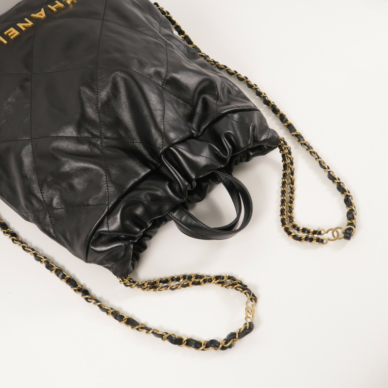 CHANEL 牛皮皮革Chanel 22 Backpack鏈帶背包-10