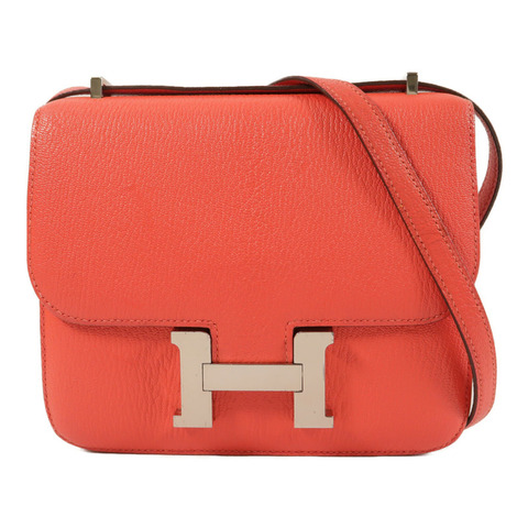 HERMES Chevre皮革Constance Mini肩背袋Rose Jaipur