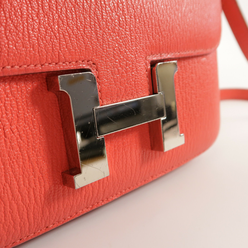 HERMES Chevre皮革Constance Mini肩背袋Rose Jaipur-5
