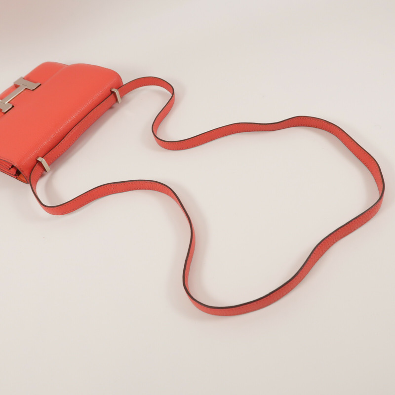HERMES Chevre皮革Constance Mini肩背袋Rose Jaipur-9