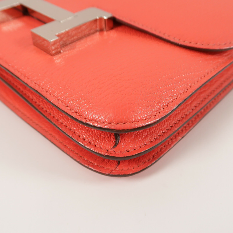 HERMES Chevre皮革Constance Mini肩背袋Rose Jaipur-11