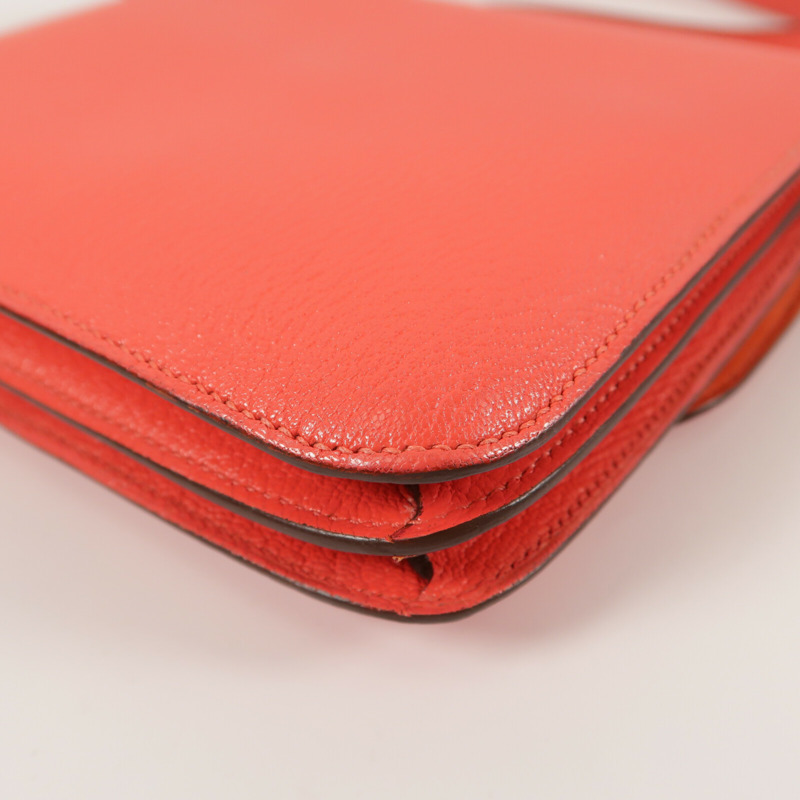 HERMES Chevre皮革Constance Mini肩背袋Rose Jaipur-12