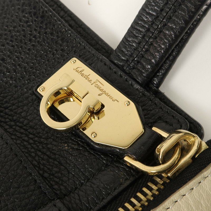 Salvatore Ferragamo 牛皮皮革Gancini手挽袋-8