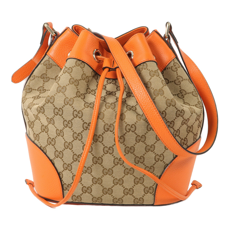 GUCCI 帆布/牛皮皮革GG Canvas Bucket肩背袋-0