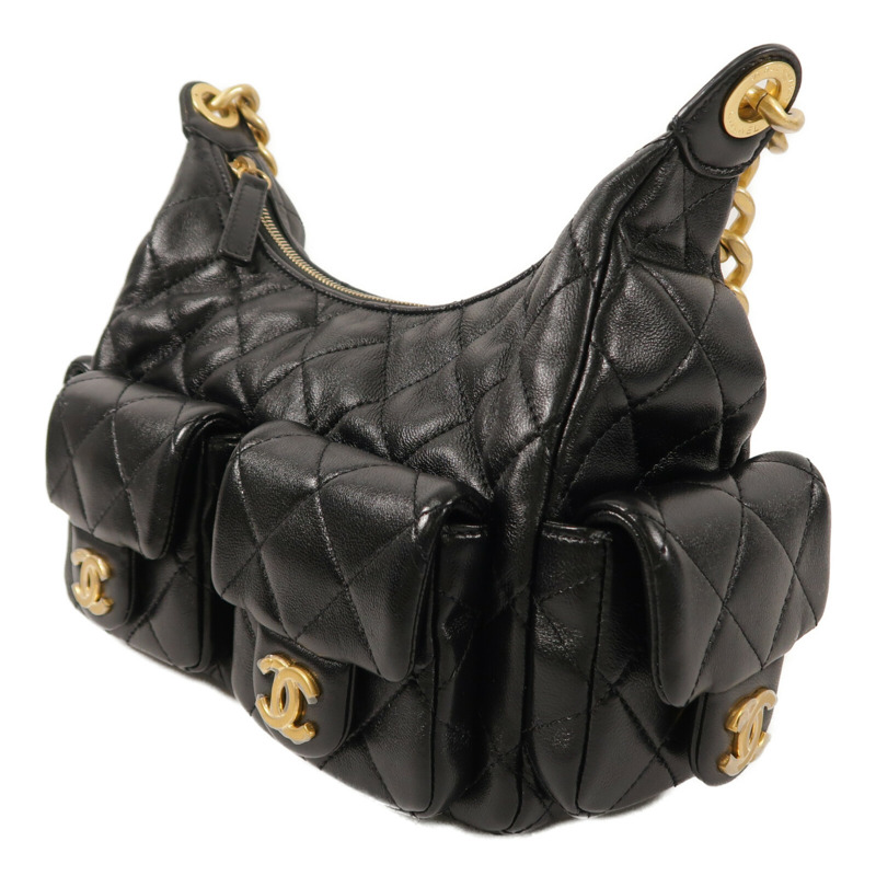 CHANEL 羊皮皮革25C Hobo Bag鏈帶肩背袋-2