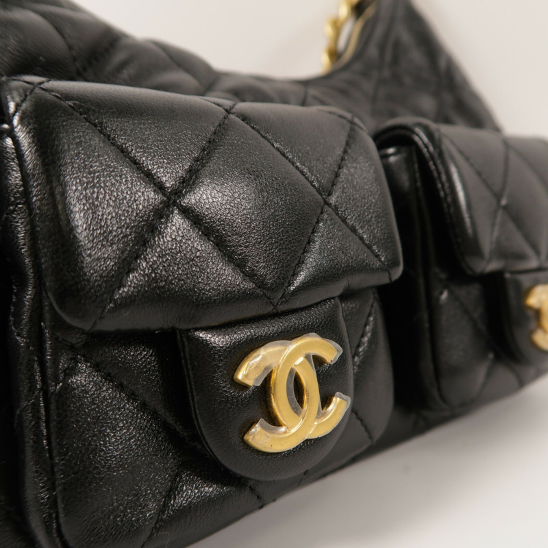 CHANEL 羊皮皮革25C Hobo Bag鏈帶肩背袋-5